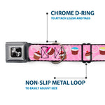 Dog Bone Seatbelt Buckle Collar - Cupcake Swirls Pink/Multi Color