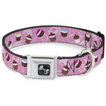 Dog Bone Seatbelt Buckle Collar - Cupcake Swirls Pink/Multi Color