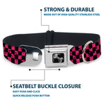 Dog Bone Seatbelt Buckle Collar - Checker Weathered Black/Neon Pink