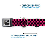 Dog Bone Seatbelt Buckle Collar - Checker Weathered Black/Neon Pink