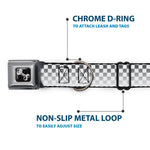 Dog Bone Seatbelt Buckle Collar - Checker Black/White Fade Out