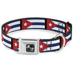 Dog Bone Seatbelt Buckle Collar - Cuba Flags