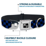 Dog Bone Seatbelt Buckle Collar - Checker Black/Royal 288C
