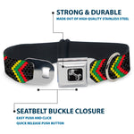 Dog Bone Seatbelt Buckle Collar - Chevron Weave Black/Rasta