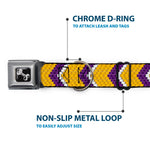Dog Bone Seatbelt Buckle Collar - Chevron Weave Gold/Purple/White