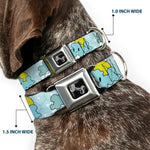 Dog Bone Seatbelt Buckle Collar - Cloudy Skies Rain Clouds White/Blues
