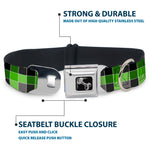 Dog Bone Seatbelt Buckle Collar - Checker Mosaic Green