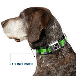 Dog Bone Seatbelt Buckle Collar - Checker Mosaic Green