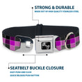 Load image into Gallery viewer, Dog Bone Seatbelt Buckle Collar - Checker Mosaic Purple
