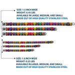 Dog Bone Seatbelt Buckle Collar - Checker & Stripe Skulls Black/Multi Neon