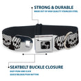Load image into Gallery viewer, Dog Bone Seatbelt Buckle Collar - Checker & Stripe Skulls Black/White/Gray