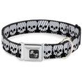 Load image into Gallery viewer, Dog Bone Seatbelt Buckle Collar - Checker & Stripe Skulls Black/White/Gray