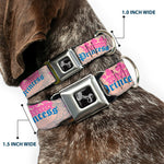 Dog Bone Seatbelt Buckle Collar - Crown Princess Oval Baby Pink/Baby Blue