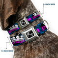 Load image into Gallery viewer, Dog Bone Seatbelt Buckle Collar - Crown Princess Oval Black/Turquoise