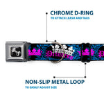 Dog Bone Seatbelt Buckle Collar - Crown Princess Oval Black/Turquoise