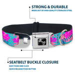 Dog Bone Seatbelt Buckle Collar - Crown Princess Oval Pink/Turquoise