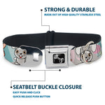 Dog Bone Seatbelt Buckle Collar - Cute Bunnies Multi Pastel