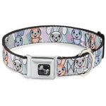 Dog Bone Seatbelt Buckle Collar - Cute Bunnies Multi Pastel