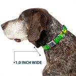 Dog Bone Seatbelt Buckle Collar - Cute Dinosaurs Yellow/Green