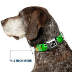 Dog Bone Seatbelt Buckle Collar - Cute Dinosaurs Yellow/Green