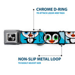 Dog Bone Seatbelt Buckle Collar - Cute Penguins Blue Bubbles