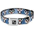 Load image into Gallery viewer, Dog Bone Seatbelt Buckle Collar - Cute Penguins Blue Bubbles