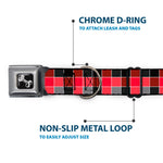 Dog Bone Seatbelt Buckle Collar - Checker Mosaic Red