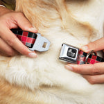 Dog Bone Seatbelt Buckle Collar - Checker Mosaic Red