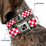 Dog Bone Seatbelt Buckle Collar - Checker Crimson/White