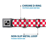 Dog Bone Seatbelt Buckle Collar - Checker Crimson/White