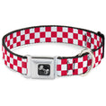 Load image into Gallery viewer, Dog Bone Seatbelt Buckle Collar - Checker Crimson/White