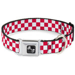 Dog Bone Seatbelt Buckle Collar - Checker Crimson/White