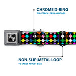 Dog Bone Seatbelt Buckle Collar - Diamonds Black/Multi Color