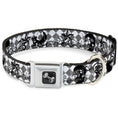 Load image into Gallery viewer, Dog Bone Seatbelt Buckle Collar - Diamonds White/Gray w/Skulls