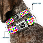 Dog Bone Seatbelt Buckle Collar - Diamonds White/Multi Neon