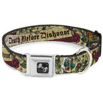 Dog Bone Seatbelt Buckle Collar - Death Before Dishonor Tan