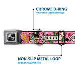 Dog Bone Seatbelt Buckle Collar - Death or Glory Pink