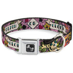 Dog Bone Seatbelt Buckle Collar - Death or Glory Pink