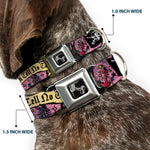 Dog Bone Seatbelt Buckle Collar - Dead Men Tell No Tales Pink