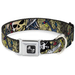 Dog Bone Seatbelt Buckle Collar - Dead Men Tell No Tales Tan