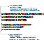 Dog Bone Seatbelt Buckle Collar - Dinosaurs/Paint Splatter Black/White/Multi Color