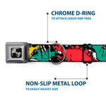 Dog Bone Seatbelt Buckle Collar - Dinosaurs/Paint Splatter Black/White/Multi Color