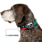 Dog Bone Seatbelt Buckle Collar - Dinosaurs/Paint Splatter Black/White/Multi Color