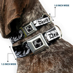 Dog Bone Seatbelt Buckle Collar - Death Before Dishonor Black/White