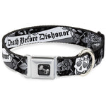 Dog Bone Seatbelt Buckle Collar - Death Before Dishonor Black/White