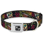 Dog Bone Seatbelt Buckle Collar - Death Before Dishonor CLOSE-UP Black