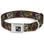 Dog Bone Seatbelt Buckle Collar - Death Before Dishonor CLOSE-UP Olive