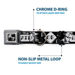 Dog Bone Seatbelt Buckle Collar - Death or Glory Black/White