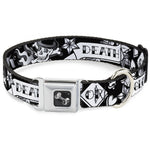 Dog Bone Seatbelt Buckle Collar - Death or Glory Black/White