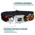 Load image into Gallery viewer, Dog Bone Seatbelt Buckle Collar - Death or Glory CLOSE-UP Black